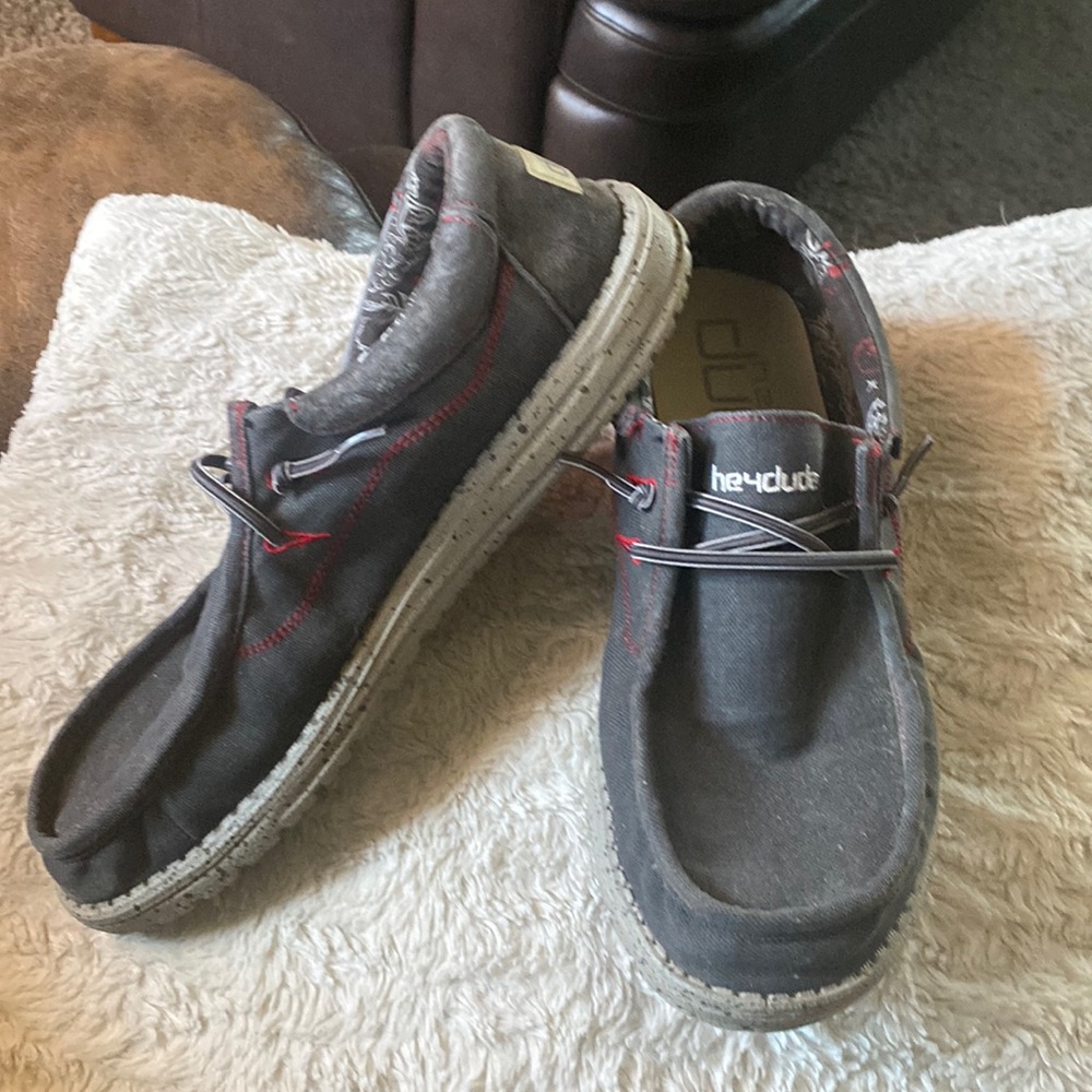 Gray Men’s Hey Dudes with Red Accent Threading